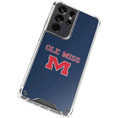 University of Mississippi Ole Miss Blue Galaxy S21 Ultra 5G Clear Case